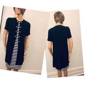 Evan Picone 90's Navy blue and white career dress